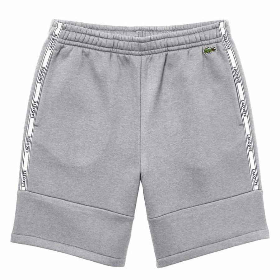 Bottoms * | Men'S Lacoste Grey Chine Side Stripe Logo Fleece Shorts 3/S