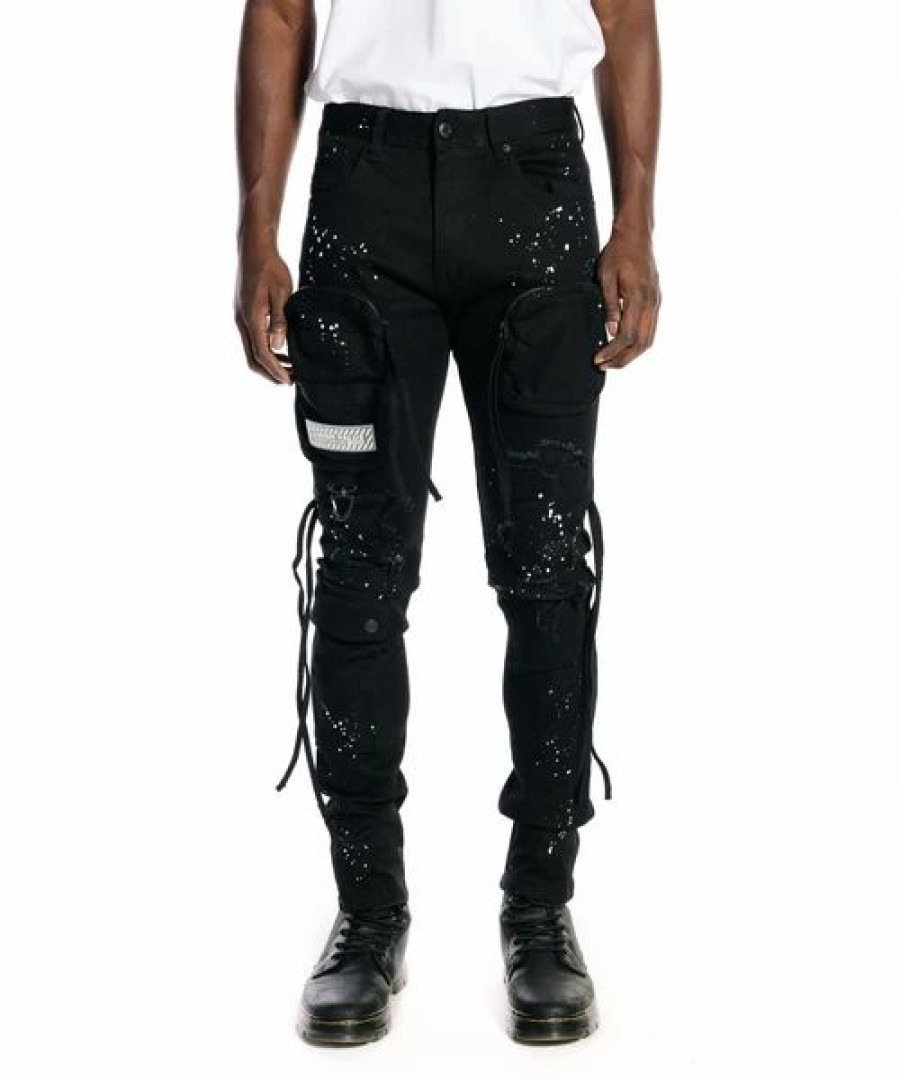 Bottoms * | Smoke Rise Black Multi Cargo Fashion Twill Pants 30 32