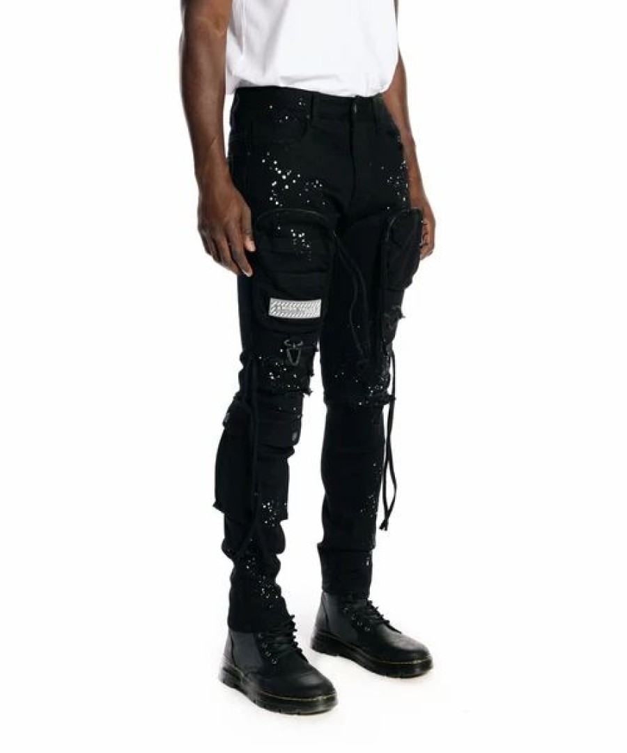 Bottoms * | Smoke Rise Black Multi Cargo Fashion Twill Pants 30 32